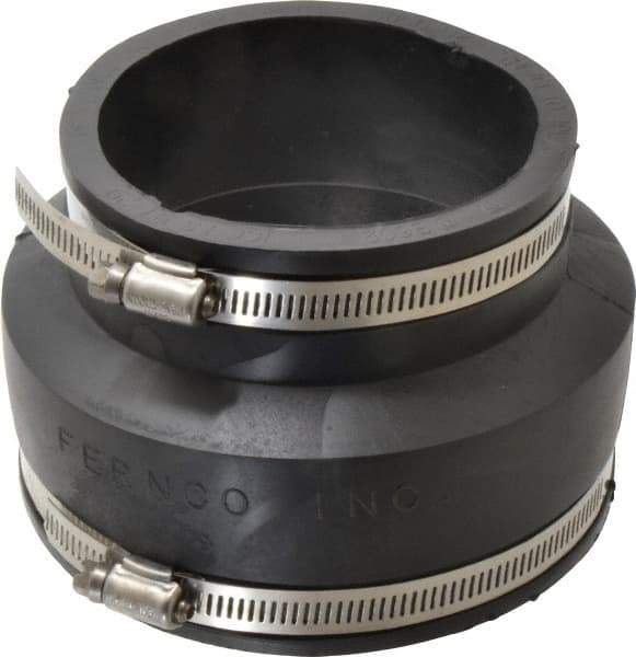 Made in USA - 5 x 4" PVC Flexible Pipe Coupling with Clamp - 4" Long, Pipe x Pipe, Stainless Steel Clamp - Top Tool & Supply