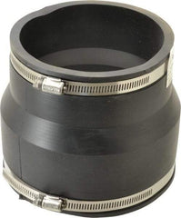 Made in USA - 6 x 5" PVC Flexible Pipe Coupling with Clamp - 6" Long, Pipe x Pipe, Stainless Steel Clamp - Top Tool & Supply