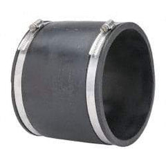 Made in USA - 6" PVC Flexible Pipe Coupling with Clamp - 6" Long, Pipe x Pipe, Stainless Steel Clamp - Top Tool & Supply