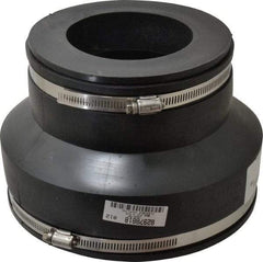 Made in USA - 8 x 4" PVC Flexible Pipe Coupling with Clamp - 6" Long, Pipe x Pipe, Stainless Steel Clamp - Top Tool & Supply