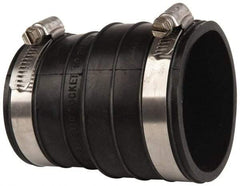 Made in USA - 2" PVC Flexible Pipe Coupling with Clamp - 4" Long, Socket x Pipe, Stainless Steel Clamp - Top Tool & Supply