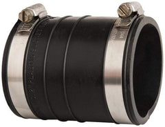 Made in USA - 2" PVC Flexible Pipe Coupling with Clamp - 4" Long, Socket x Socket, Stainless Steel Clamp - Top Tool & Supply