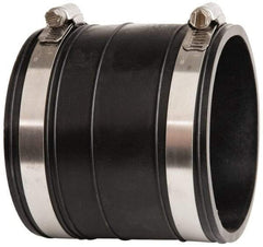 Made in USA - 3" PVC Flexible Pipe Coupling with Clamp - 4" Long, Socket x Socket, Stainless Steel Clamp - Top Tool & Supply