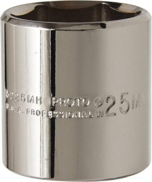 Proto - 3/8" Drive, Standard Hand Socket - 6 Points, 1-3/8" OAL, Chrome Vanadium, Chrome Finish - Top Tool & Supply