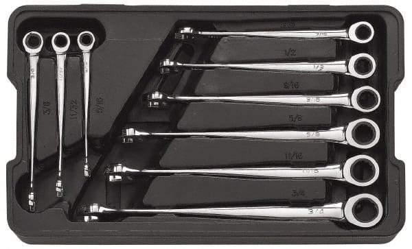 GearWrench - 9 Piece, 5/16" to 3/4", 12 Point Combination Wrench Set - Inch Measurement Standard, Full Polish Finish, Comes in Plastic Tray - Top Tool & Supply