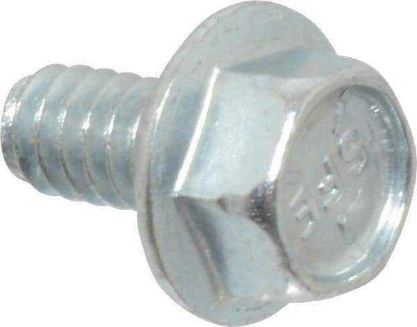 Value Collection - #10-24 UNC, 3/8" Length Under Head, Hex Drive Flange Bolt - 3/8" Thread Length, Grade 5 Steel, Serrated Flange, Zinc-Plated Finish - Top Tool & Supply