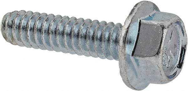 Value Collection - #10-24 UNC, 3/4" Length Under Head, Hex Drive Flange Bolt - 3/4" Thread Length, Grade 5 Steel, Serrated Flange, Zinc-Plated Finish - Top Tool & Supply