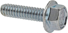 Value Collection - #10-24 UNC, 3/4" Length Under Head, Hex Drive Flange Bolt - 3/4" Thread Length, Grade 5 Steel, Serrated Flange, Zinc-Plated Finish - Top Tool & Supply