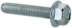 Value Collection - #10-32 UNF, 1" Length Under Head, Hex Drive Flange Bolt - 1" Thread Length, Grade 5 Steel, Serrated Flange, Zinc-Plated Finish - Top Tool & Supply