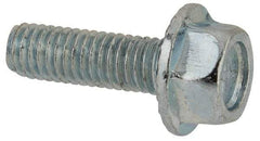 Value Collection - #10-32 UNF, 5/8" Length Under Head, Hex Drive Flange Bolt - 5/8" Thread Length, Grade 5 Steel, Serrated Flange, Zinc-Plated Finish - Top Tool & Supply