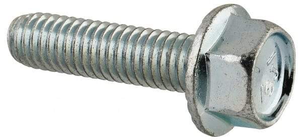 Value Collection - #10-32 UNF, 3/4" Length Under Head, Hex Drive Flange Bolt - 3/4" Thread Length, Grade 5 Steel, Serrated Flange, Zinc-Plated Finish - Top Tool & Supply