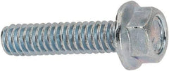 Value Collection - 1/4-20 UNC, 1" Length Under Head, Hex Drive Flange Bolt - 1" Thread Length, Grade 5 Steel, Serrated Flange, Zinc-Plated Finish - Top Tool & Supply