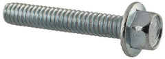 Value Collection - 1/4-20 UNC, 1-1/2" Length Under Head, Hex Drive Flange Bolt - 1-1/2" Thread Length, Grade 5 Steel, Serrated Flange, Zinc-Plated Finish - Top Tool & Supply