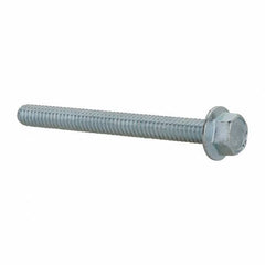 Value Collection - 1/4-20 UNC, 2-1/2" Length Under Head, Hex Drive Flange Bolt - 2-1/2" Thread Length, Grade 5 Steel, Serrated Flange, Zinc-Plated Finish - Top Tool & Supply