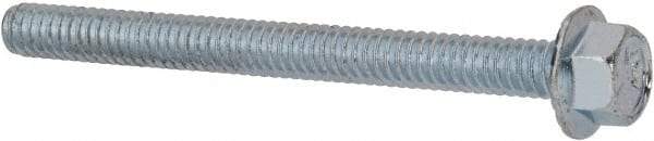 Value Collection - 1/4-20 UNC, 2-3/4" Length Under Head, Hex Drive Flange Bolt - 2-3/4" Thread Length, Grade 5 Steel, Serrated Flange, Zinc-Plated Finish - Top Tool & Supply