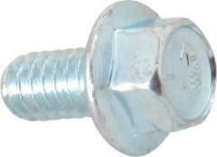 Value Collection - 1/4-20 UNC, 1/2" Length Under Head, Hex Drive Flange Bolt - 1/2" Thread Length, Grade 5 Steel, Serrated Flange, Zinc-Plated Finish - Top Tool & Supply