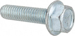 Value Collection - 5/16-18 UNC, 1-1/4" Length Under Head, Hex Drive Flange Bolt - 1-1/4" Thread Length, Grade 5 Steel, Serrated Flange, Zinc-Plated Finish - Top Tool & Supply