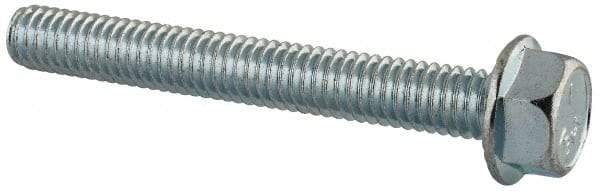 Value Collection - 5/16-18 UNC, 2-1/2" Length Under Head, Hex Drive Flange Bolt - 2-1/2" Thread Length, Grade 5 Steel, Serrated Flange, Zinc-Plated Finish - Top Tool & Supply