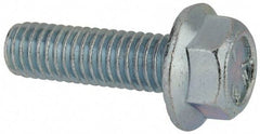 Value Collection - 3/8-16 UNC, 1-1/4" Length Under Head, Hex Drive Flange Bolt - 1-1/4" Thread Length, Grade 5 Steel, Serrated Flange, Zinc-Plated Finish - Top Tool & Supply