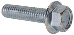 Value Collection - 3/8-16 UNC, 1-1/2" Length Under Head, Hex Drive Flange Bolt - 1-1/2" Thread Length, Grade 5 Steel, Serrated Flange, Zinc-Plated Finish - Top Tool & Supply