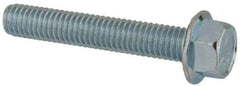 Value Collection - 3/8-16 UNC, 2-1/4" Length Under Head, Hex Drive Flange Bolt - 2-1/4" Thread Length, Grade 5 Steel, Serrated Flange, Zinc-Plated Finish - Top Tool & Supply