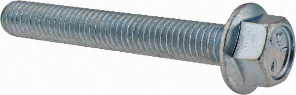 Value Collection - 3/8-16 UNC, 2-3/4" Length Under Head, Hex Drive Flange Bolt - 2-3/4" Thread Length, Grade 5 Steel, Serrated Flange, Zinc-Plated Finish - Top Tool & Supply