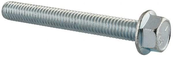 Value Collection - 3/8-16 UNC, 3" Length Under Head, Hex Drive Flange Bolt - 3" Thread Length, Grade 5 Steel, Serrated Flange, Zinc-Plated Finish - Top Tool & Supply