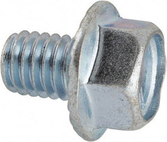 Value Collection - 3/8-16 UNC, 1/2" Length Under Head, Hex Drive Flange Bolt - 1/2" Thread Length, Grade 5 Steel, Serrated Flange, Zinc-Plated Finish - Top Tool & Supply