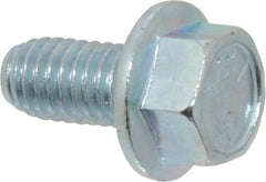 Value Collection - 3/8-16 UNC, 3/4" Length Under Head, Hex Drive Flange Bolt - 3/4" Thread Length, Grade 5 Steel, Serrated Flange, Zinc-Plated Finish - Top Tool & Supply