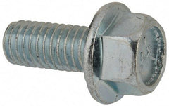 Value Collection - 3/8-16 UNC, 7/8" Length Under Head, Hex Drive Flange Bolt - 7/8" Thread Length, Grade 5 Steel, Serrated Flange, Zinc-Plated Finish - Top Tool & Supply