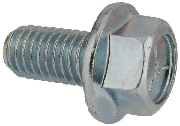 Value Collection - 1/2-13 UNC, 1" Length Under Head, Hex Drive Flange Bolt - 1" Thread Length, Grade 5 Steel, Serrated Flange, Zinc-Plated Finish - Top Tool & Supply