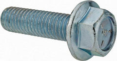 Value Collection - 1/2-13 UNC, 1-3/4" Length Under Head, Hex Drive Flange Bolt - 1-3/4" Thread Length, Grade 5 Steel, Serrated Flange, Zinc-Plated Finish - Top Tool & Supply