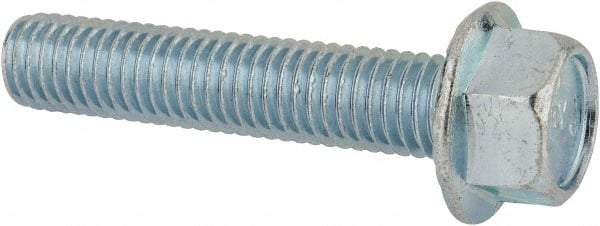 Value Collection - 1/2-13 UNC, 2-1/2" Length Under Head, Hex Drive Flange Bolt - 2-1/2" Thread Length, Grade 5 Steel, Serrated Flange, Zinc-Plated Finish - Top Tool & Supply