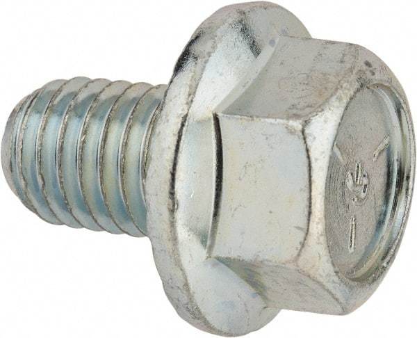 Value Collection - 1/2-13 UNC, 3/4" Length Under Head, Hex Drive Flange Bolt - 3/4" Thread Length, Grade 5 Steel, Serrated Flange, Zinc-Plated Finish - Top Tool & Supply