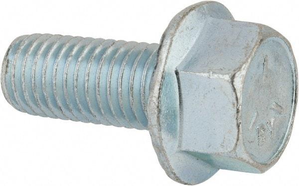 Value Collection - 5/8-11 UNC, 1-1/2" Length Under Head, Hex Drive Flange Bolt - 1-1/2" Thread Length, Grade 5 Steel, Serrated Flange, Zinc-Plated Finish - Top Tool & Supply