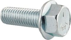 Value Collection - 5/8-11 UNC, 1-3/4" Length Under Head, Hex Drive Flange Bolt - 1-3/4" Thread Length, Grade 5 Steel, Serrated Flange, Zinc-Plated Finish - Top Tool & Supply