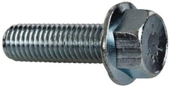 Value Collection - 5/8-11 UNC, 2" Length Under Head, Hex Drive Flange Bolt - 2" Thread Length, Grade 5 Steel, Serrated Flange, Zinc-Plated Finish - Top Tool & Supply