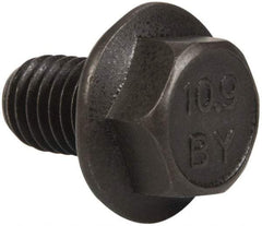 Value Collection - M10x1.50 Metric Coarse, 16mm Length Under Head, Hex Drive Flange Bolt - 16mm Thread Length, Grade 10.9 Alloy Steel, Smooth Flange, Phosphate & Oil Finish - Top Tool & Supply