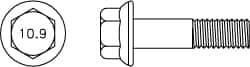 Value Collection - M6x1.00 Metric Coarse, 45mm Length Under Head, Hex Drive Flange Bolt - 20mm Thread Length, Grade 10.9 Alloy Steel, Smooth Flange, Phosphate & Oil Finish - Top Tool & Supply