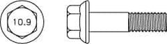 Value Collection - M6x1.00 Metric Coarse, 45mm Length Under Head, Hex Drive Flange Bolt - 20mm Thread Length, Grade 10.9 Alloy Steel, Smooth Flange, Phosphate & Oil Finish - Top Tool & Supply