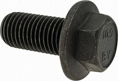 Value Collection - M16x2.00 Metric Coarse, 35mm Length Under Head, Hex Drive Flange Bolt - 35mm Thread Length, Grade 10.9 Alloy Steel, Smooth Flange, Phosphate & Oil Finish - Top Tool & Supply