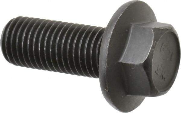 Value Collection - M16x2.00 Metric Coarse, 40mm Length Under Head, Hex Drive Flange Bolt - 40mm Thread Length, Grade 10.9 Alloy Steel, Smooth Flange, Phosphate & Oil Finish - Top Tool & Supply