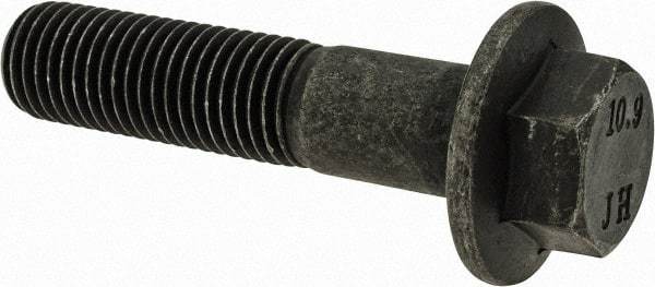 Value Collection - M16x2.00 Metric Coarse, 70mm Length Under Head, Hex Drive Flange Bolt - 50mm Thread Length, Grade 10.9 Alloy Steel, Smooth Flange, Phosphate & Oil Finish - Top Tool & Supply