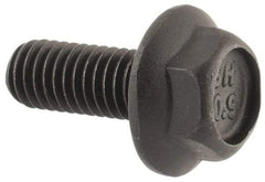 Value Collection - M5x0.80 Metric Coarse, 12mm Length Under Head, Hex Drive Flange Bolt - 12mm Thread Length, Grade 10.9 Alloy Steel, Smooth Flange, Phosphate & Oil Finish - Top Tool & Supply