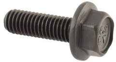 Value Collection - M5x0.80 Metric Coarse, 16mm Length Under Head, Hex Drive Flange Bolt - 16mm Thread Length, Grade 10.9 Alloy Steel, Smooth Flange, Phosphate & Oil Finish - Top Tool & Supply