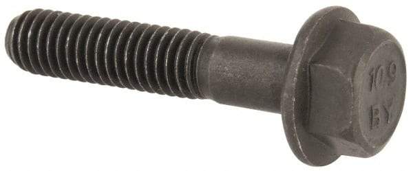 Value Collection - M6x1.00 Metric Coarse, 30mm Length Under Head, Hex Drive Flange Bolt - 20mm Thread Length, Grade 10.9 Alloy Steel, Smooth Flange, Phosphate & Oil Finish - Top Tool & Supply