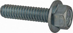 Value Collection - 1/4-20 UNC, 1" Length Under Head, Hex Drive Flange Bolt - 1" Thread Length, Grade 8 Steel, Serrated Flange, Zinc-Plated Finish - Top Tool & Supply