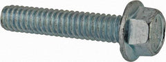 Value Collection - 1/4-20 UNC, 1-1/4" Length Under Head, Hex Drive Flange Bolt - 1-1/4" Thread Length, Grade 8 Steel, Serrated Flange, Zinc-Plated Finish - Top Tool & Supply