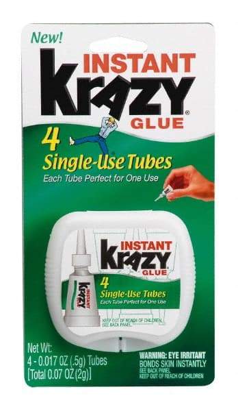 Krazy Glue - 0.17 oz Tube Clear Instant Adhesive - 1 min Working Time, Bonds to Ceramic, Leather, Metal, Plastic, Porcelain, Rubber, Vinyl & Wood - Top Tool & Supply