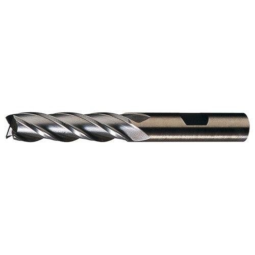 ‎3/4″ × 3/4″ × 3″ × 5-1/4″ RHS / RHC HSS-CO 8% (M42) Cobalt, Single End, 6-Flute, Center Cutting End Mill - TiN - Exact Industrial Supply